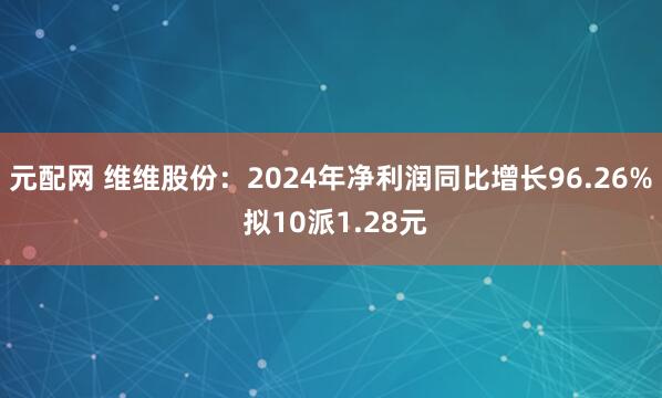 元配网 维维股份：2024年净利润同比增长96.26% 拟10派1.28元