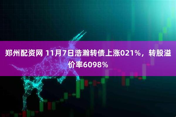 郑州配资网 11月7日浩瀚转债上涨021%，转股溢价率6098%
